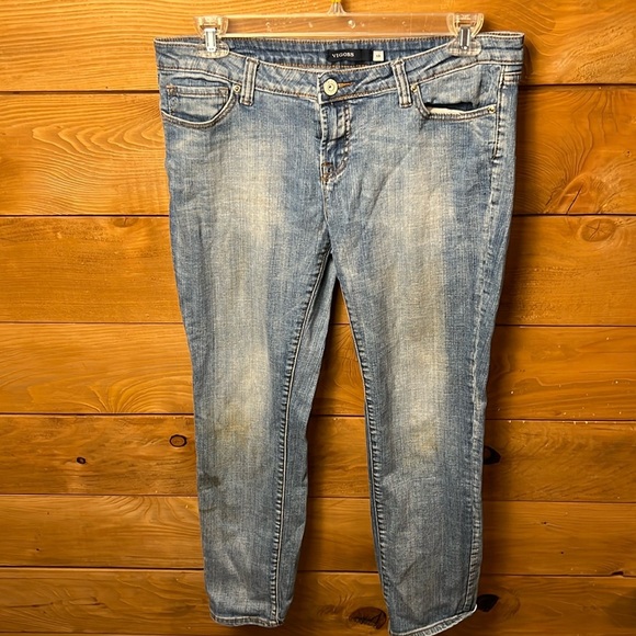 Vigoss Womens Jeans Blue Denim Light Wash 13 work‎ distressed stretch stains - Picture 1 of 10